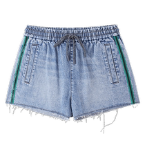 (Limited time discount) Miss Sixty24 new summer denim shorts for women with elastic waist sports style high waist