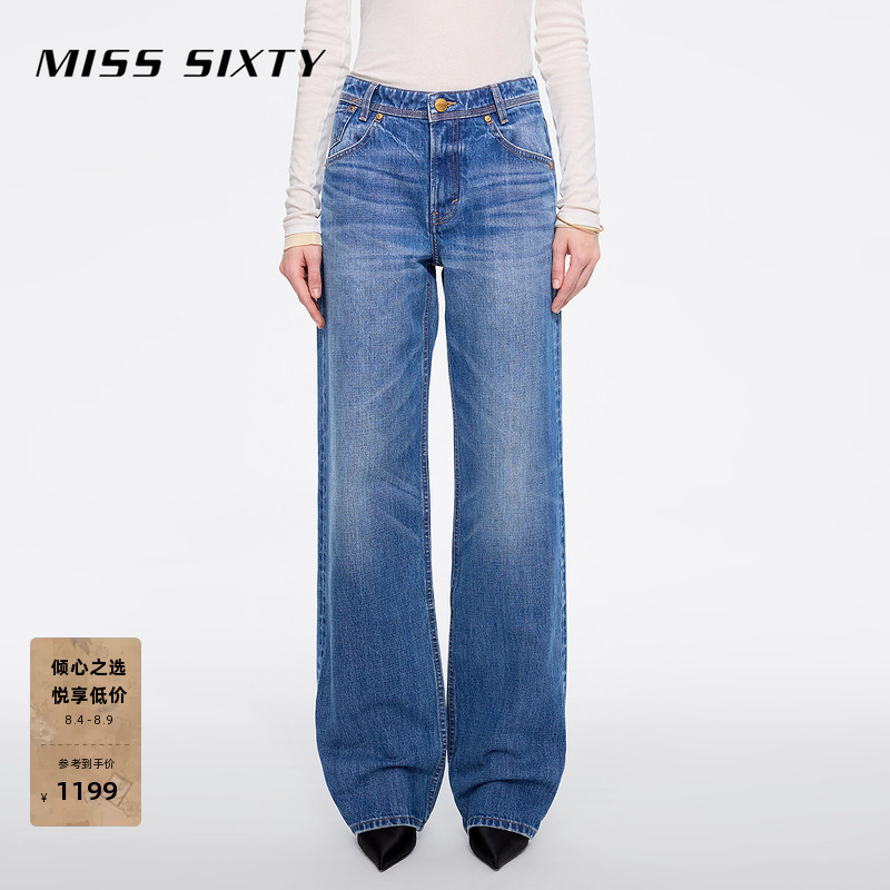 [Imported Denim Fabric] Miss Sixty 2026 Summer Jeans for Women, Straight-Leg Pants, Retro Casual