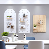Hanging board living room storage rack display rack wall hole board wall hanging bookshelf solid wood storage rack partition wall hanging entrance