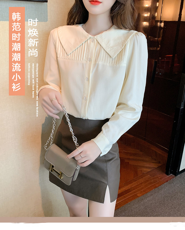 新商品 22新型春型長袖児童襟アンドロメダ雪紡織シャツレディース上着ファッション気質トレンドマスクシャツ