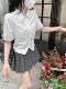 Summer JK uniform white shirt design sense waist pleated short-sleeved shirt female + suit pleated skirt suit