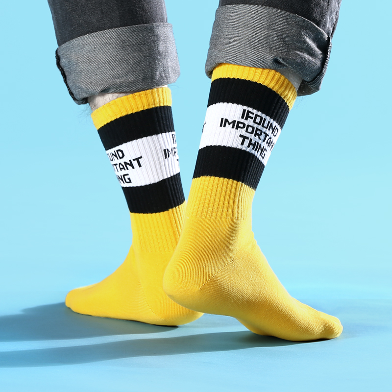 Split sound street sports skateboard ins tide brand socks men's cotton socks mid-tube autumn and winter warm letters tide socks stockings