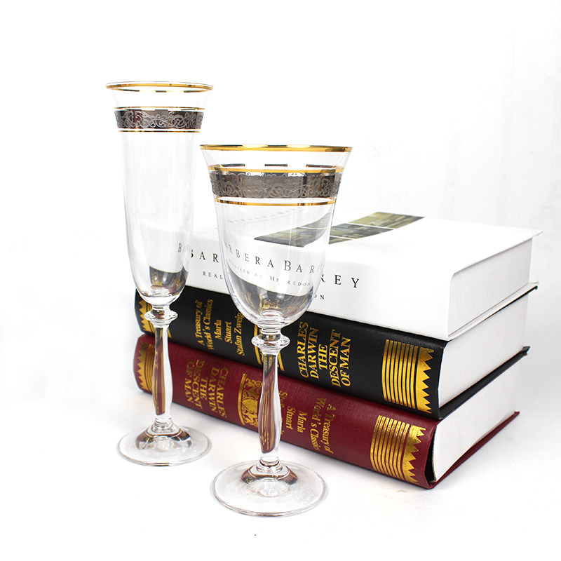 Model room red wine glass European-style high-end hotel Phnom Penh wine glass household high-footed wine glass crystal champagne glass