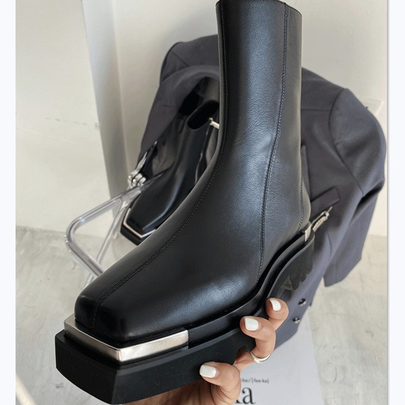 98W fans recommend fashion thick-soled Chelsea boots side zipper high-heeled handsome Martin boots