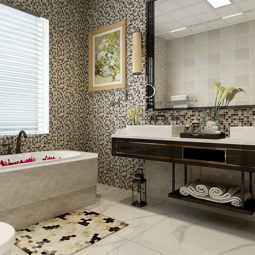 Средиземноморская раковина европейская стеклянная хрустальная мозаичная мозаичная плитка Фоновая стена головоломка гостиная кухонная наклейка туалет