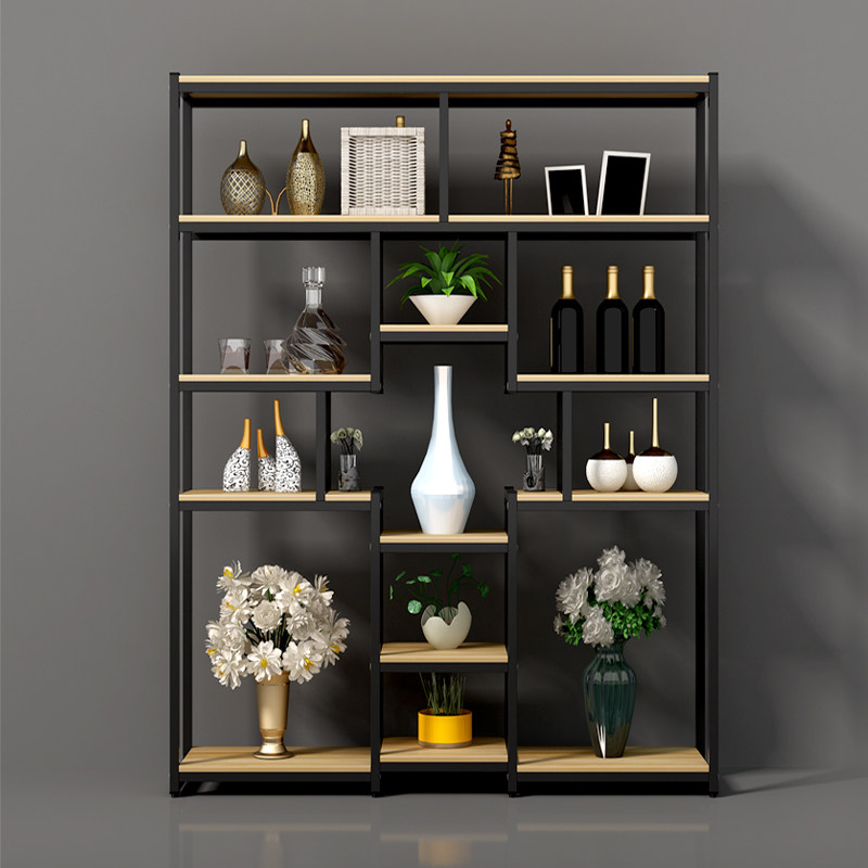 Wrought iron partition living room floor-to-ceiling flower stand multi-functional storage rack balcony rack office Bogu rack