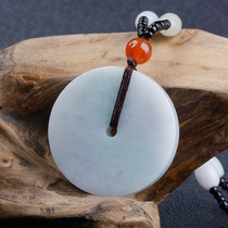 Natural Burmese Jade safe buckle pendant glutinous breed nostalgia male Lady jade necklace sweater chain jewelry