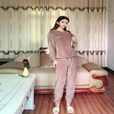 秋冬季仙女保暖珊瑚绒睡衣两件套装