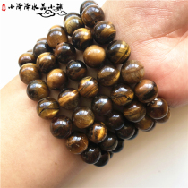 Natural yellow tiger eye stone 10mm single ring handstring tiger eye stone male and female single ring handstring cat eye stone crystal bracelet