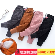 Cô gái quần cotton cộng với quần nhung bé mùa đông nữ mùa đông trẻ em dày quần mông lớn mặc quần nhung kẻ lỏng lẻo