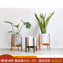 Nordic Solid Wood Floor Flower Shelf Single Living Room Balcony Simple Green Planting Shelf Beech Wood Flower Pot Cross Bay