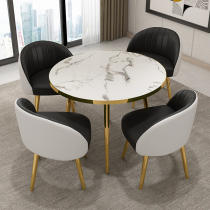 Simple reception business meeting office leisure table and chair combination Milk tea shop Small apartment space-saving round dining table