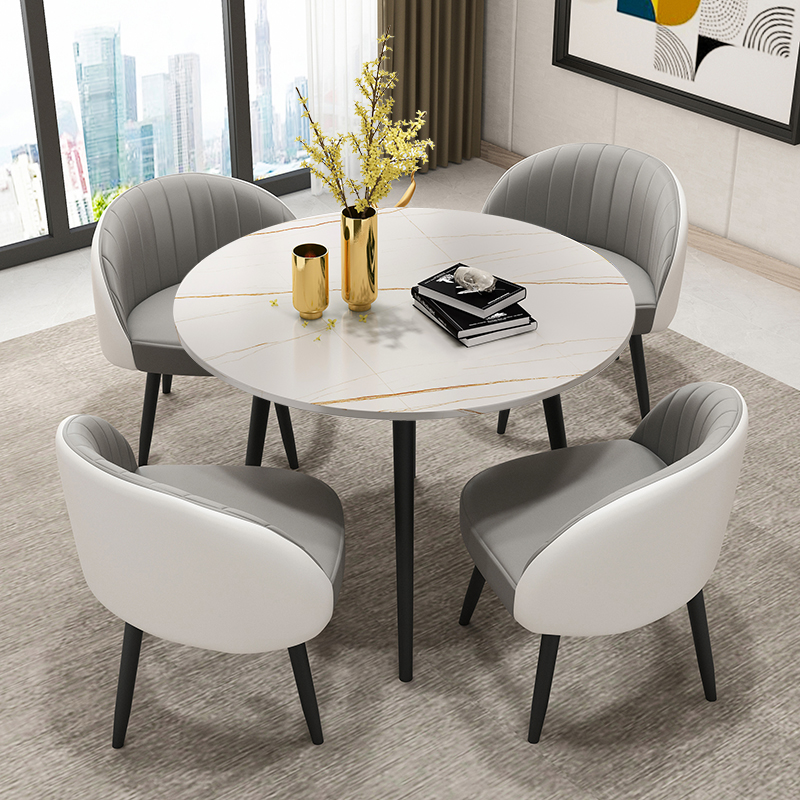 Nordic Imported Rockboard Dining Table And Chairs Combined Light Extravagant Modern Reception Negotiation Table Minimalist Teat Tea Shop Small Round Table And Chairs