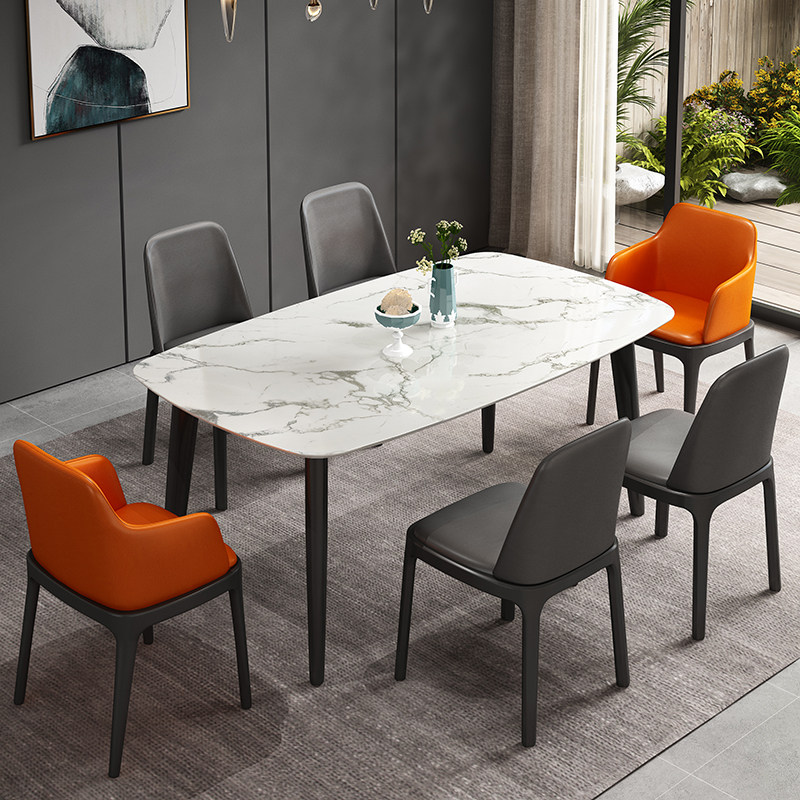 Dining table and chairs Combined Nordic small family Type modern minimalist dining table marble home dining table One table six chairs Four chairs