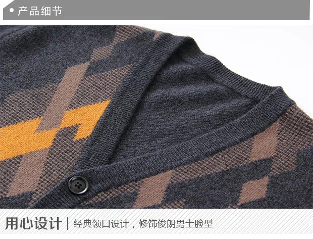 Áo len cashmere nam v-cổ màu sắc phù hợp với áo khoác cardigan dày dày áo len lỏng lẻo cha trung niên áo len áo giữ nhiệt nam