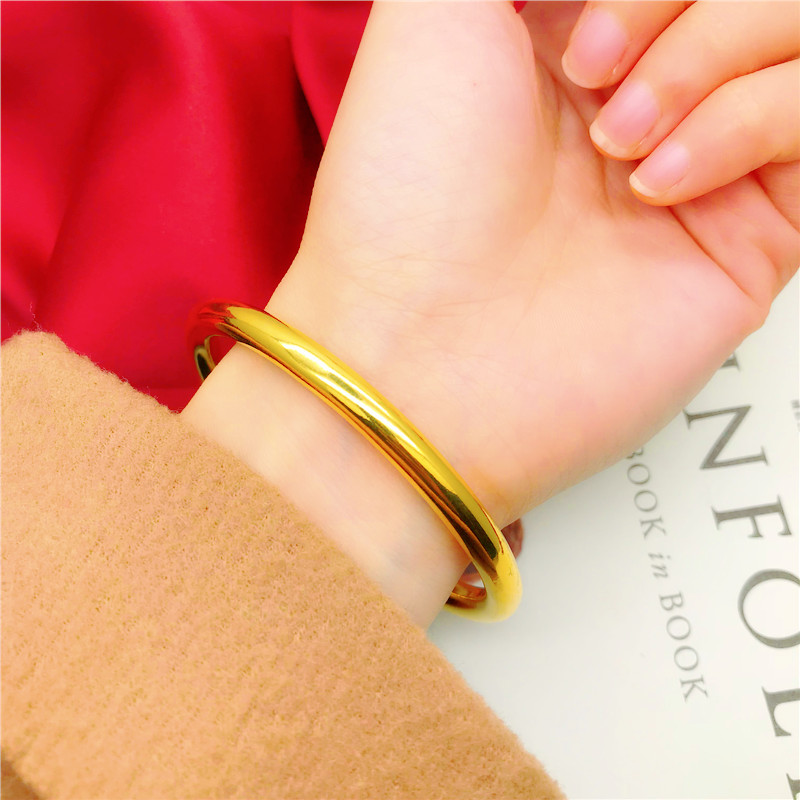 Mạ vàng giả Việt Nam Shajin cổ xưa phương pháp vòng tay nữ dày kín miệng rung nhẵn nhẵn vòng tay vàng giả lâu ngày không phai - Vòng đeo tay Cuff đá thạch anh tóc vàng