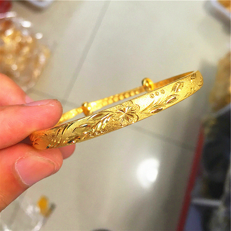 Việt Nam Shajin bangle 3d Hard Gold Mạ K Vàng Trang sức nữ Thời trang Đồng hồ đeo tay vàng Đẩy kéo Trang sức cưới - Vòng đeo tay Cuff vòng tỳ hưu vàng