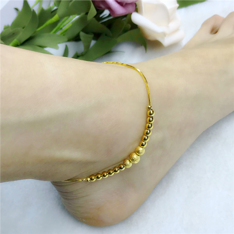 Phiên bản tiếng Hàn của phụ nữ vòng chân mạ vàng trong một thời gian dài không phai màu đơn giản của sinh viên chuyển hạt bắp cải vòng chân giả cát vàng đồng xu trang sức lắc chân đẹp