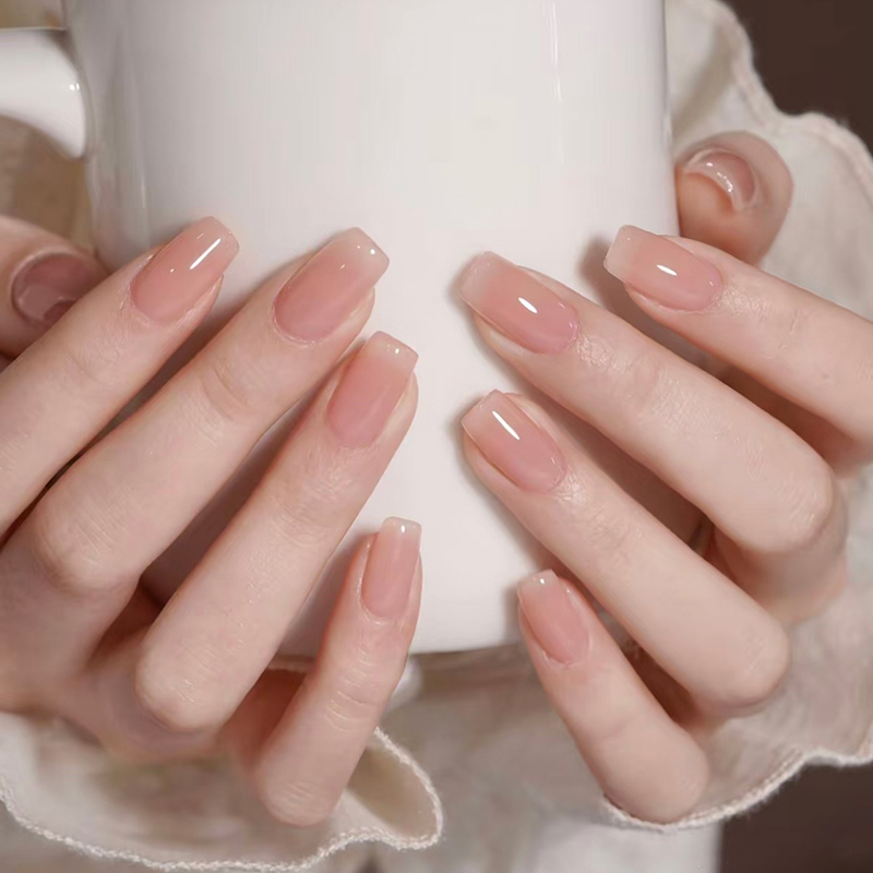 Purely Handmade Nude Color Short Nails 2026 New Style High-End and Very Beautiful Pure Color Nail Stickers That Enhance Complexion