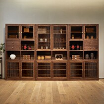 North American black walnut bookcase integrated whole wall light luxury solid wood bookshelf custom mortise and tenon structure to the top shelf
