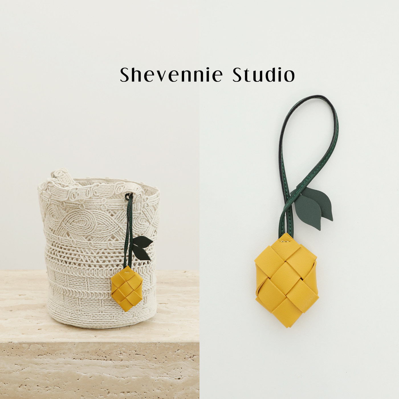 Shevennie Spring/Summer 2026 new woven color-blocking pendant bag pendant