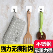 Strong viscose punch-free stainless steel load-bearing sticky hook seamless wall door-to-door kitchen wall hanging stainless steel hook