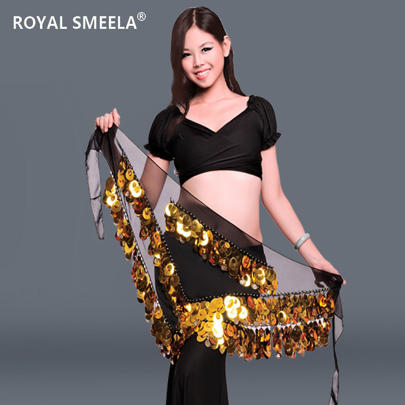 White Deer 6-Piece Solid Sequins Coin Belly Dance Scarf & Hip Skirt Wrap