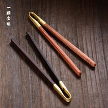Tea clamp tweezers stainless steel high-end pure copper Kung Fu tea set accessories bamboo ebony solid wood tea leaves tea cup tea clamp