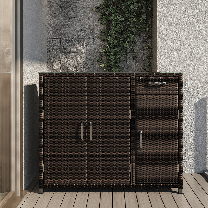 Rattan outdoor indoor shoe cabinet economical balcony storage cabinet sundries storage cabinet outdoor waterproof and rainproof custom cabinet