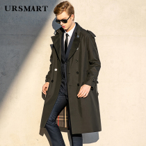 Youjishi down liner ultra-long weatherproof mens windbreaker British trend black windbreaker mens casual jacket