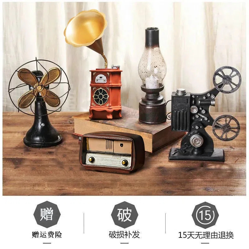 Retro Nostalgic Small Ornaments, Old Objects from Coffee Shops, American-Style Living Room, Wine Cabinets, Home Decorations, Bookshelf Decorations