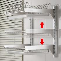 Bowl rack Wall-mounted drain rack for bowls 304 stainless steel stainless steel multi-layer plate rack Three-layer wall-mounted large