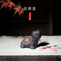 Yixing purple sand handmade tea pet lucky gold back cute turtle Kung Fu Tea set ornaments can raise tea play sculpture