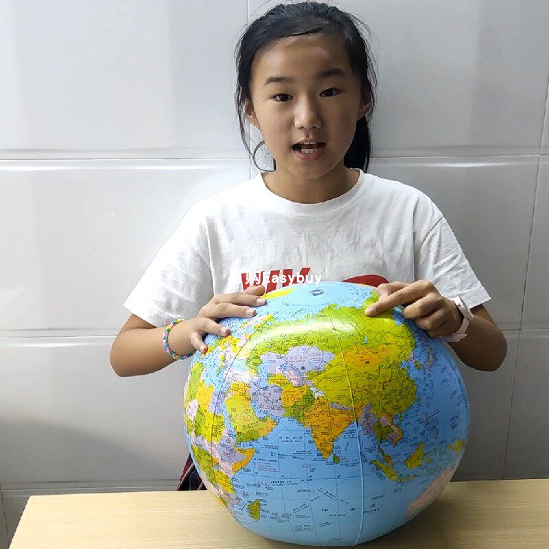 PVC inflatable globe model blow sand beach ball teaching presentation English version map ball geo-auxiliary equipment
