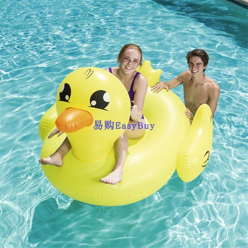Bestway inflated large yellow duck adult floating floating bed in rowing swimming circle