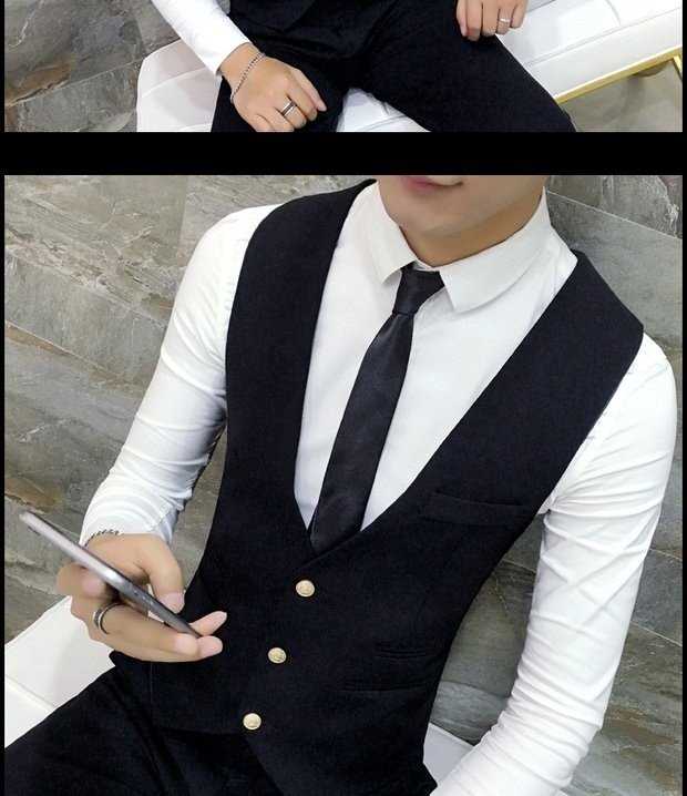 Bộ đồ ba mảnh phù hợp với bộ đồ Hàn Quốc phù hợp với nam Slim trang phục chuyên nghiệp trang phục hôn nhân đại học quần nam