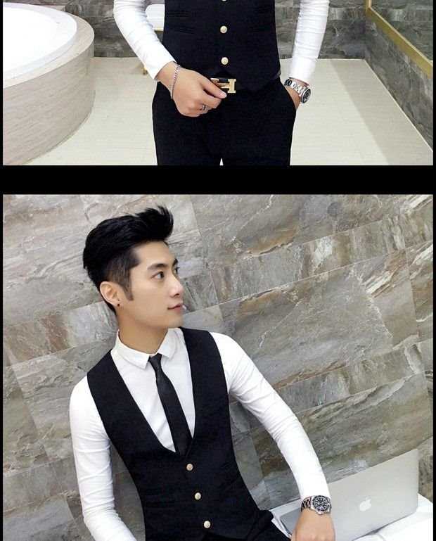 Bộ đồ ba mảnh phù hợp với bộ đồ Hàn Quốc phù hợp với nam Slim trang phục chuyên nghiệp trang phục hôn nhân đại học quần nam