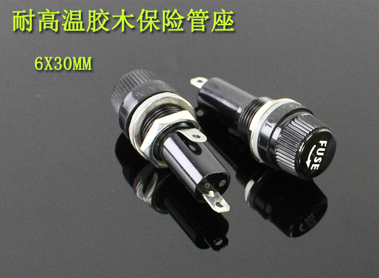 6 * 30 glass tube fuse seat Heich High temperature resistant rubber wood Insurance Tube seat fuse Fuse Holder 10A