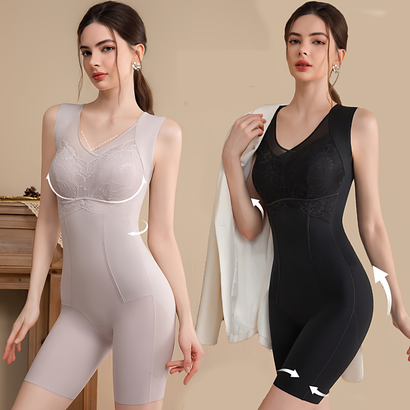 Spring and Summer High-End Lace Shapewear Bodysuit, No Need for Underwear, Tummy Control, Butt Lift, Tight-Fitting Body Sculpting Garment for Women