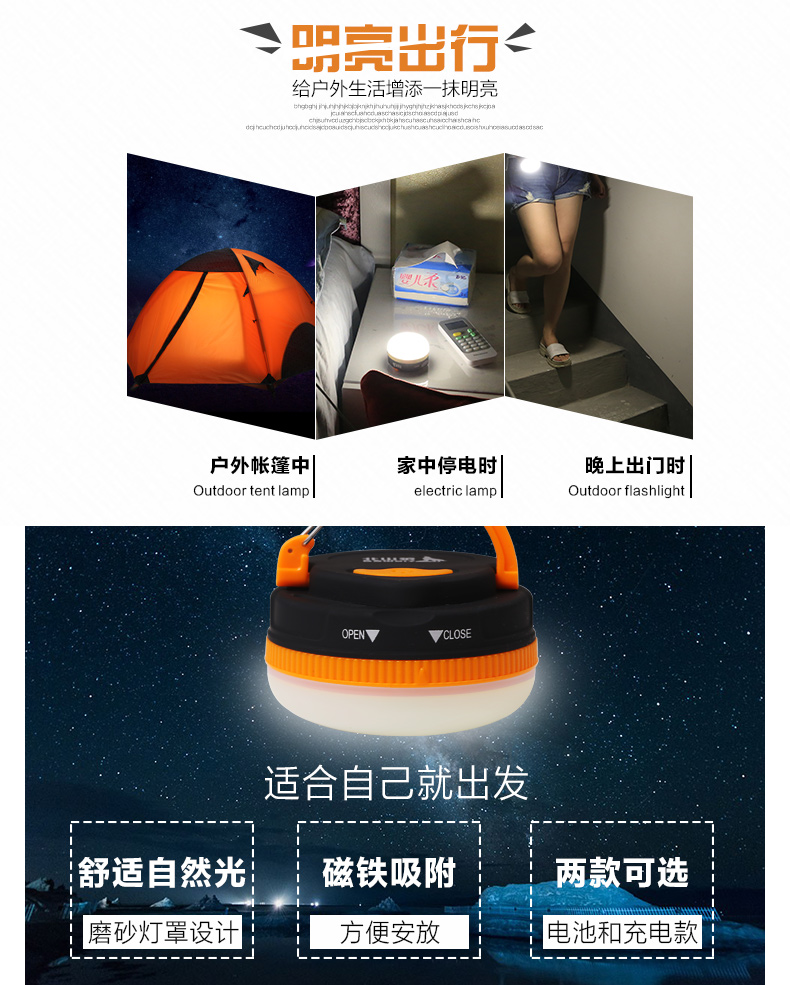 Chiếu sáng ngoài trời đèn pin siêu sáng đa mục đích cắm trại trại ánh sáng đèn USB lều đèn cắm trại led đèn lều hoang dã đèn pin đeo đầu