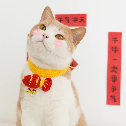 Чокер ручной работы, плетеный милый шарф, трикотажный колокольчик, нагрудник, декор, кот, домашний питомец