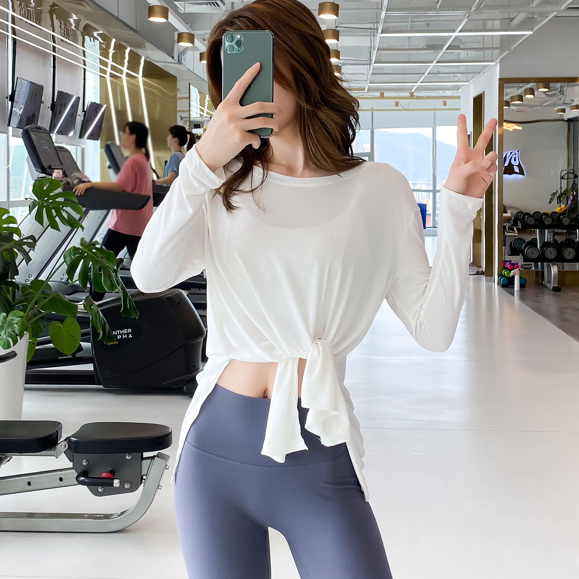 Sports top women's long-sleeved loose Korean version of morning running sun protection blouse summer fitness quick-drying training professional yoga clothing