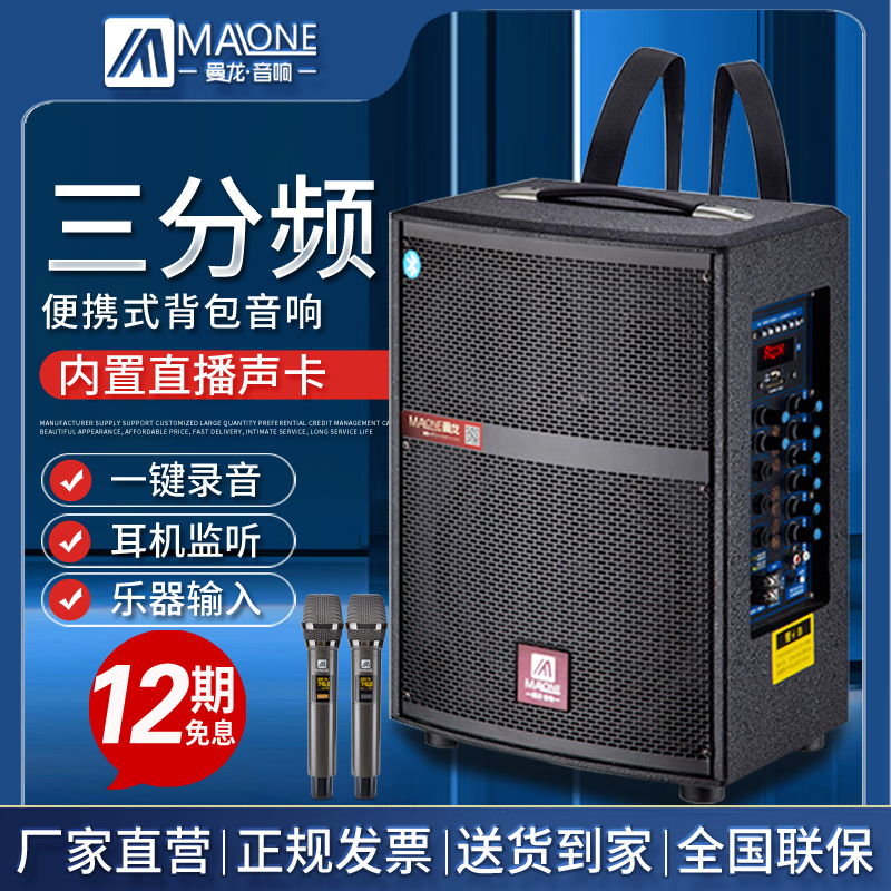 Manlong outdoor square dance audio live singing k song dedicated with sound card microphone bluetooth portable portable speaker