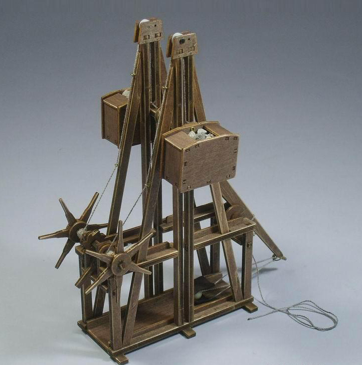 Ancient Chinese architecture mortise and tenon structure parquet model Loaded Chariot Series Stone Throwing Machine (floating arm type)