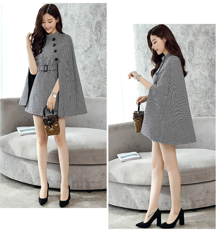 Châu Âu và Hoa Kỳ mùa thu 2018 phiên bản Hàn Quốc của những quý cô mới khí chất Houndstooth eo áo khoác áo choàng áo măng tô nữ dáng dài