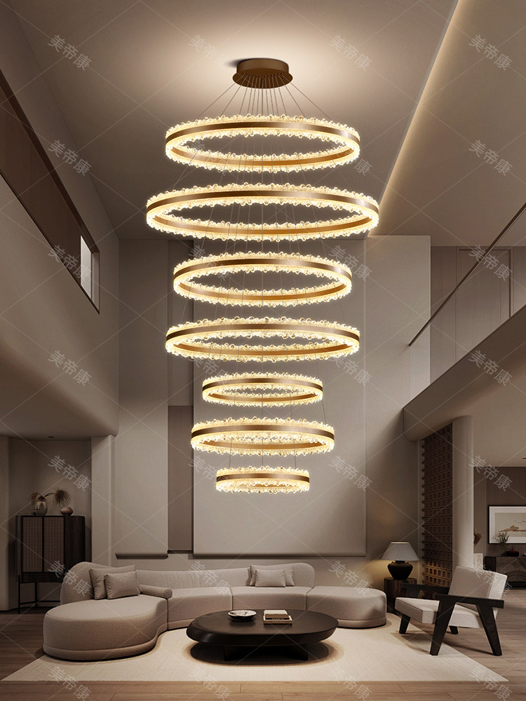 2025 New Model Villa Duplex Large Chandelier, Light Luxury, High Ceiling, Mid-Floor, Stairwell, Open Space, Living Room Chandelier