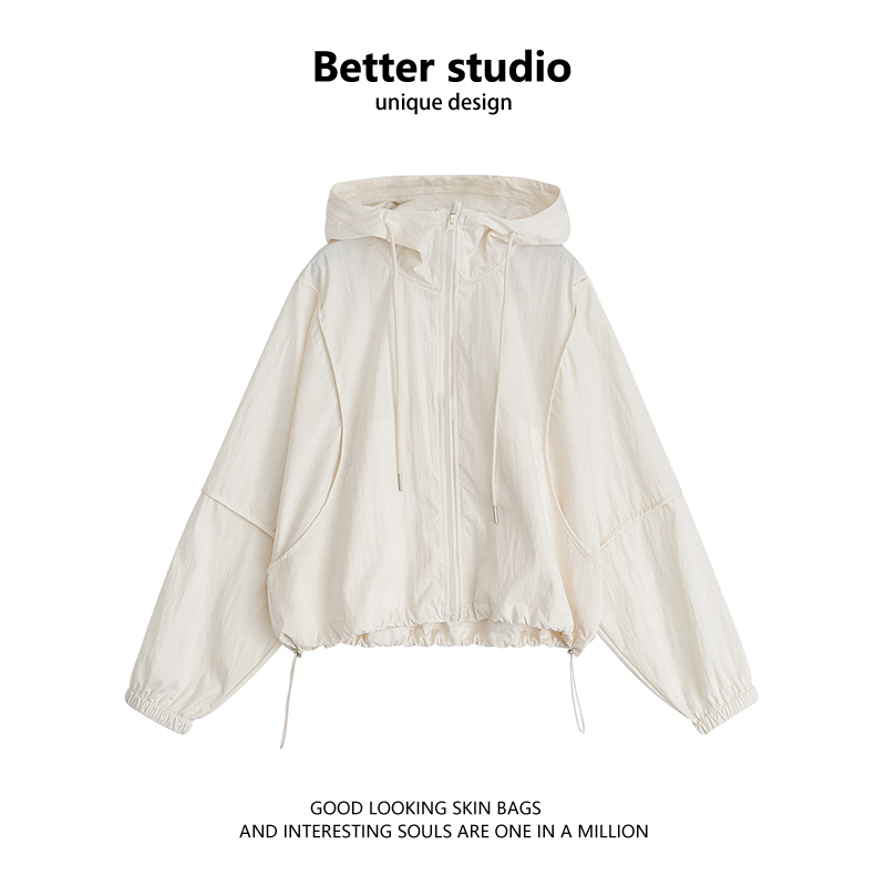 Short Hooded Sun Protection Jacket for Women, Summer Petite Sports Jacket, Uv Protection Coat, Casual Sun Protection Clothing, Trendy Short Hooded Sun Protection Jacket for Women, Summer Petite Sports Jacket, Uv Protection Coat, Casual Sun Protection Clothing, Trendy