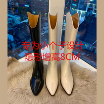 Western Cowboy Boots White Boots Children Long Boots V Mouth High Heel Silo Women Boots Knight Boots Big Cylinder Fat Mm Rough Legs