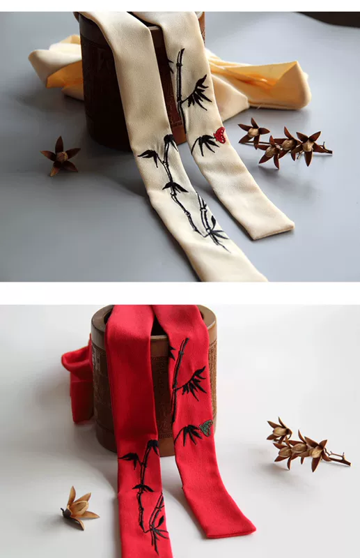 Dây đeo cổ Impulse phụ kiện Hanfu thêu dây buộc tóc cổ điển phong cách dân tộc trang sức tre bướm thêu hai mặt - Vòng đeo tay Clasp