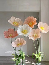 Large paper art poppy crepe paper shop mall decoration beauty spring limited check-in